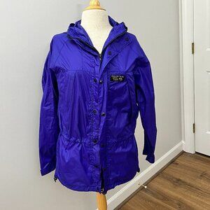 Vintage Mountain Hardware Mens Nylon Royal Blue Rain Jacket Hooded Sz XS